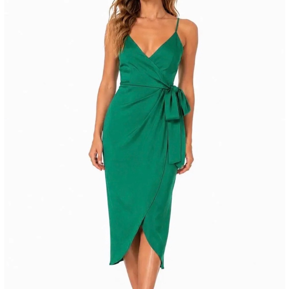 Lovers + Friends Emerald Green Wrap Midi Dress